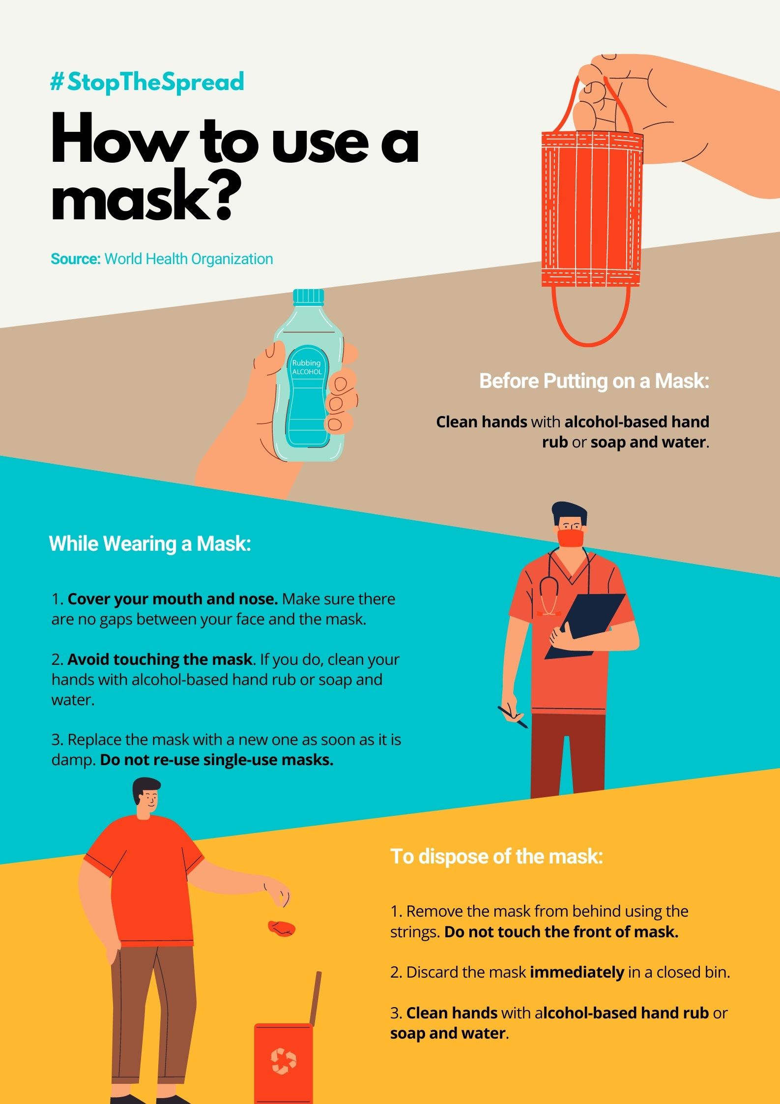 Colorful How to Wear a Mask Coronavirus Poster